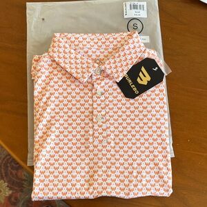 BURLEBO Orange & White Geometric Polo